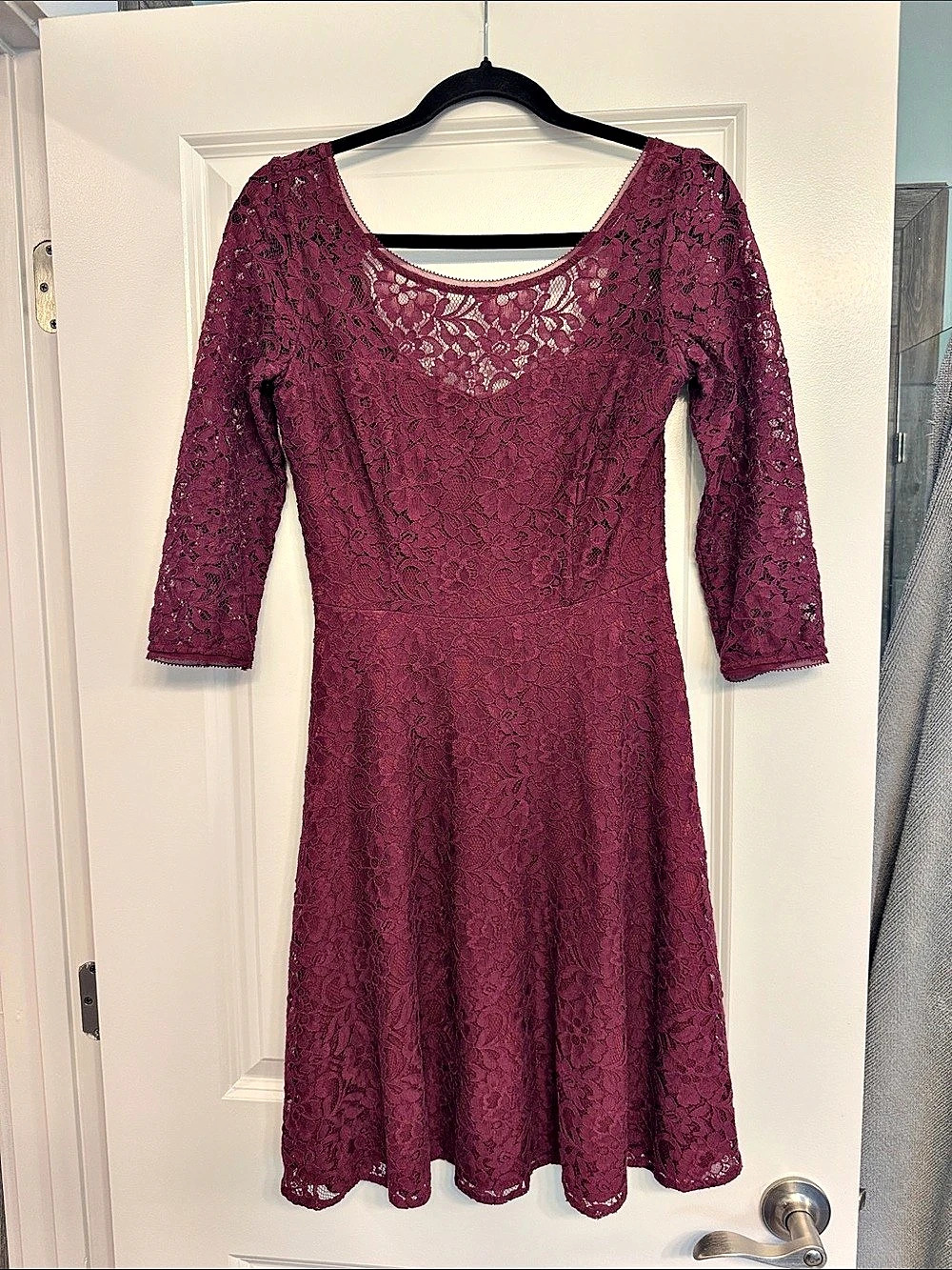 White House Black Market Deep Purple Floral Lace Mini Dress